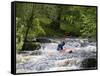 Gwynedd, Bala, White Water Kayaking on the Tryweryn River at the National Whitewater Centre, Wales-John Warburton-lee-Framed Stretched Canvas