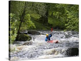 Gwynedd, Bala, White Water Kayaking on the Tryweryn River at the National Whitewater Centre, Wales-John Warburton-lee-Stretched Canvas