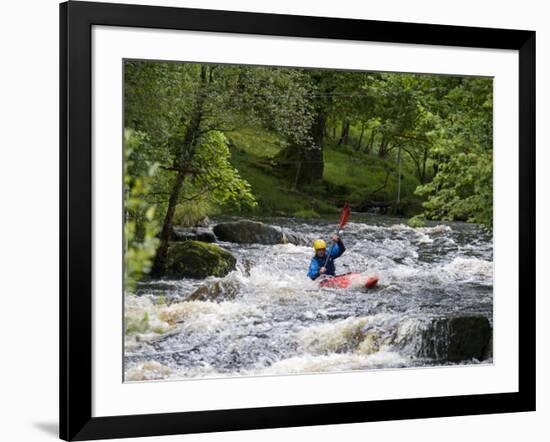 Gwynedd, Bala, White Water Kayaking on the Tryweryn River at the National Whitewater Centre, Wales-John Warburton-lee-Framed Photographic Print