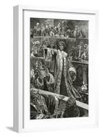 Gwynplaine at the Chamber of Lords - Illustration from L’Homme Qui Rit, 19th Century-Georges Marie Rochegrosse-Framed Giclee Print