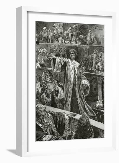 Gwynplaine at the Chamber of Lords - Illustration from L’Homme Qui Rit, 19th Century-Georges Marie Rochegrosse-Framed Giclee Print