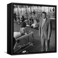 Gym Owner, Vic Tanny in One of His 60 Gyms-Allan Grant-Framed Stretched Canvas