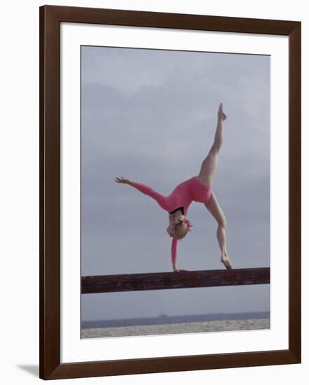 Gymnast Cathy Rigby, Long Beach, California-John Dominis-Framed Premium Photographic Print