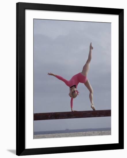 Gymnast Cathy Rigby, Long Beach, California-John Dominis-Framed Premium Photographic Print