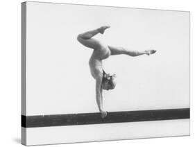 Gymnast Cathy Rigby, Training on Balance Beam-John Dominis-Stretched Canvas