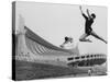 Gymnasts Outside the New Olympic Building in Japan-Larry Burrows-Stretched Canvas