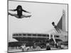 Gymnasts Outside the New Olympic Building in Japan-Larry Burrows-Mounted Photographic Print