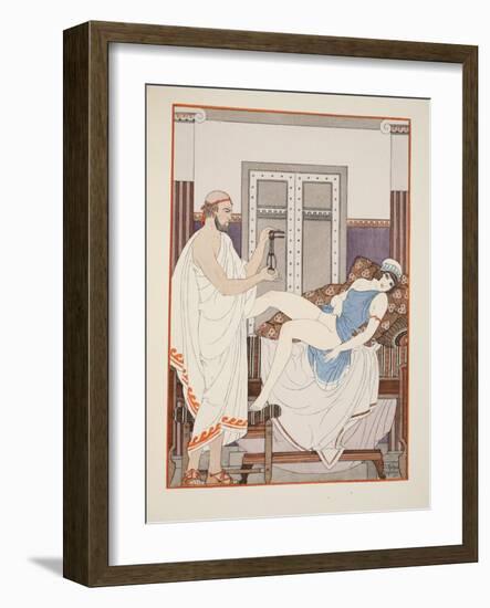 Gynaecological Examination, Illustration from 'The Works of Hippocrates', 1934 (Colour Litho)-Joseph Kuhn-Regnier-Framed Giclee Print