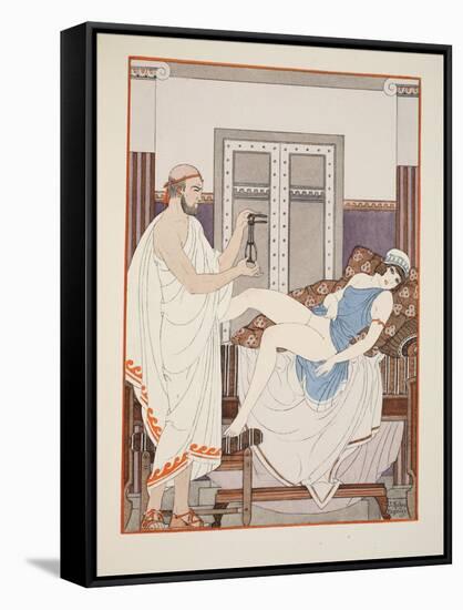 Gynaecological Examination, Illustration from 'The Works of Hippocrates', 1934 (Colour Litho)-Joseph Kuhn-Regnier-Framed Stretched Canvas