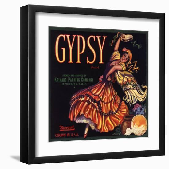 Gypsy Brand - Riverside, California - Citrus Crate Label-Lantern Press-Framed Art Print