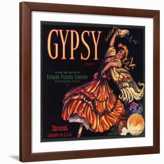 Gypsy Brand - Riverside, California - Citrus Crate Label-Lantern Press-Framed Art Print