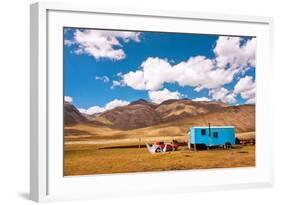 Gypsy Caravan Belongs the Family of Farmers Lived in the Mountains of Central Asia with Beautiful W-Radiokafka-Framed Photographic Print