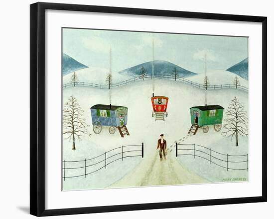 Gypsy Caravans in the Snow, 1981-Mark Baring-Framed Giclee Print