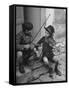Gypsy Children Playing Violin in Street-William Vandivert-Framed Stretched Canvas