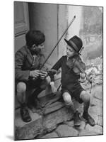 Gypsy Children Playing Violin in Street-William Vandivert-Mounted Photographic Print