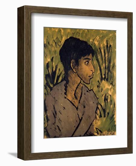 Gypsy in Profile, Lithograph-Otto Mueller-Framed Giclee Print