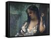 Gypsy in Reflection-Gustave Courbet-Framed Stretched Canvas