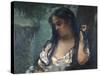 Gypsy in Reflection-Gustave Courbet-Stretched Canvas