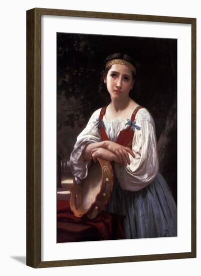 Gypsy with a Basque Drum-William Adolphe Bouguereau-Framed Art Print