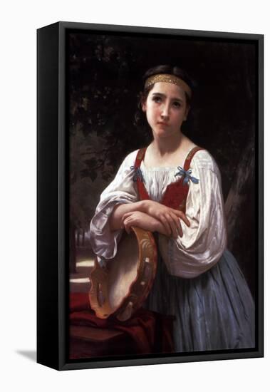 Gypsy with a Basque Drum-William Adolphe Bouguereau-Framed Stretched Canvas