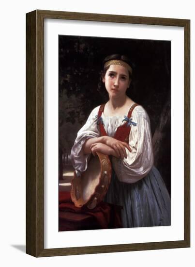 Gypsy with a Basque Drum-William Adolphe Bouguereau-Framed Art Print