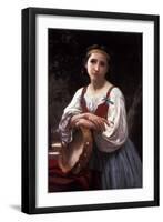 Gypsy with a Basque Drum-William Adolphe Bouguereau-Framed Art Print