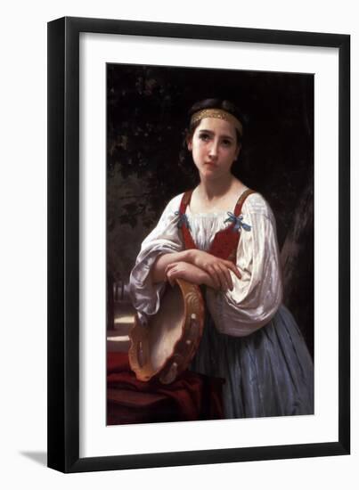 Gypsy with a Basque Drum-William Adolphe Bouguereau-Framed Art Print