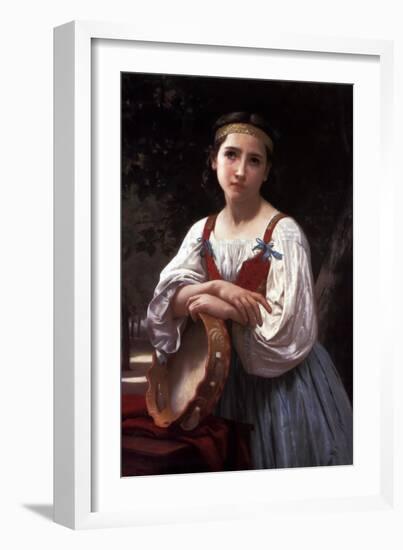 Gypsy with a Basque Drum-William Adolphe Bouguereau-Framed Art Print