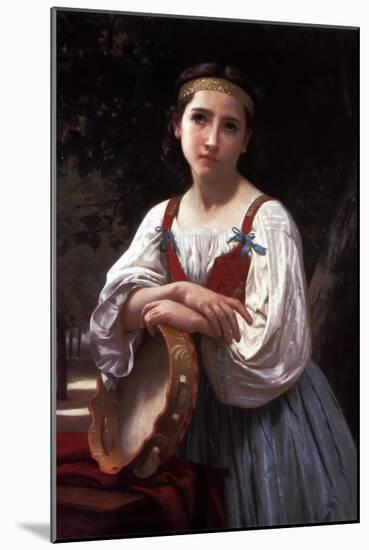 Gypsy with a Basque Drum-William Adolphe Bouguereau-Mounted Art Print