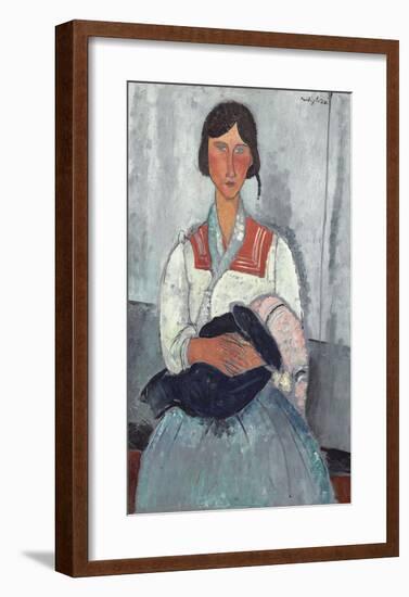 Gypsy Woman with Baby, 1919-Amedeo Modigliani-Framed Premium Giclee Print