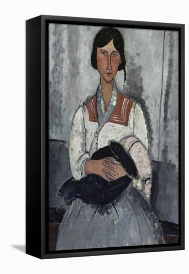 Gypsy Woman with Baby-Amedeo Modigliani-Framed Stretched Canvas