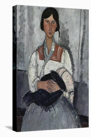 Gypsy Woman with Baby-Amedeo Modigliani-Stretched Canvas