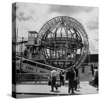 Gyro Globe Ride: Metal Monster Simultaneously Spins and Tilts Victims at Coney Island-Andreas Feininger-Stretched Canvas