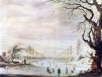 A Winter Landscape with Ice Skaters, C1606-1643-Gysbrecht Leytens-Giclee Print