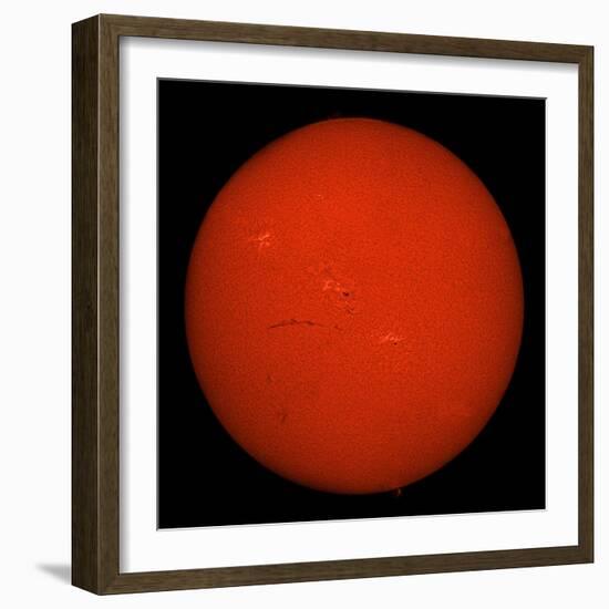 H-Alpha Full Sun in Red Color with Active Areas and Filaments-Stocktrek Images-Framed Photographic Print