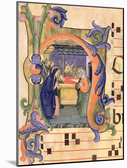 H Depicting the Nativity from an Antiphon Illuminated by Don Simone Camaldolese-Don Simone Camaldolese-Mounted Giclee Print