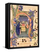 H Depicting the Nativity from an Antiphon Illuminated by Don Simone Camaldolese-Don Simone Camaldolese-Framed Stretched Canvas