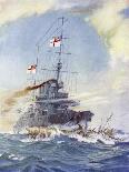 Hms Birmingham Commanded by Captain Arthur Duff Ramming the German Submarine U15-H.g. Swanwick-Art Print