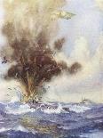 Squadron Leader Arthur Bigsworth Attacks with Bombs a German Submarine-H. G. Swanwick-Framed Stretched Canvas