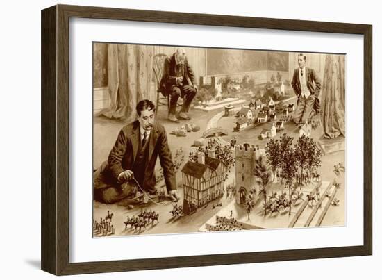 H.G.Wells Playing Little Wars-null-Framed Art Print