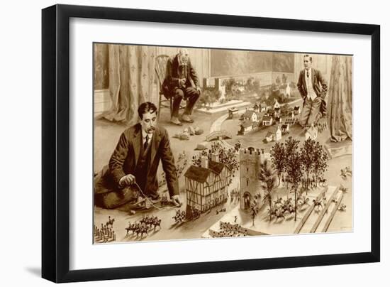 H.G.Wells Playing Little Wars-null-Framed Art Print