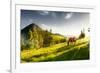 H Horse in a Pasture in the Mountain Valley. Landscape Morning Panorama of the Mountains in Summer-Kotenko-Framed Photographic Print