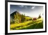 H Horse in a Pasture in the Mountain Valley. Landscape Morning Panorama of the Mountains in Summer-Kotenko-Framed Photographic Print