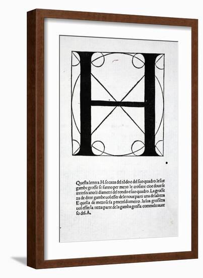 H, Illustration from 'Divina Proportione' by Luca Pacioli (C.1445-1517), Originally Pub. Venice,…-Leonardo da Vinci-Framed Giclee Print