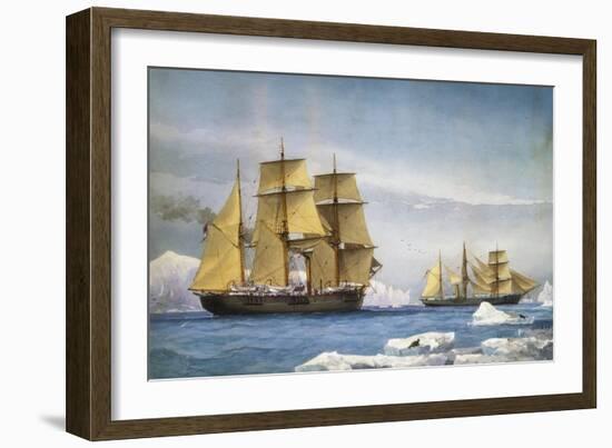 H.M.S. Alert and Discovery on the Arctic Expedition of 1865-1866-William Frederick Mitchell-Framed Giclee Print