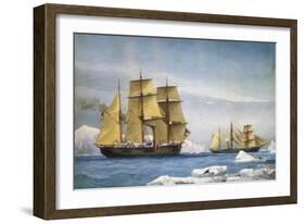 H.M.S. Alert and Discovery on the Arctic Expedition of 1865-1866-William Frederick Mitchell-Framed Giclee Print