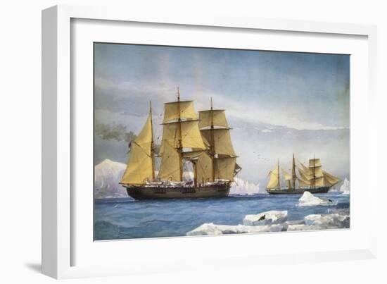 H.M.S. Alert and Discovery on the Arctic Expedition of 1865-1866-William Frederick Mitchell-Framed Giclee Print