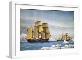 H.M.S. Alert and Discovery on the Arctic Expedition of 1865-1866-William Frederick Mitchell-Framed Giclee Print