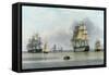 H.M.S. Britannia and Other Shipping in Calm Waters-John Of Hull Ward-Framed Stretched Canvas