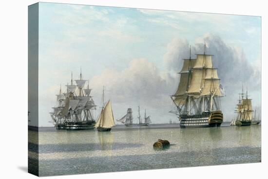 H.M.S. Britannia and Other Shipping in Calm Waters-John Of Hull Ward-Stretched Canvas